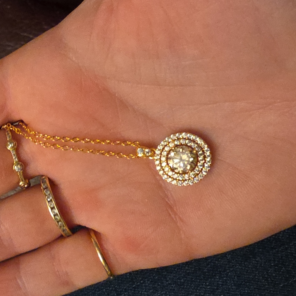 Certified Carat Mossanite 14k Gold Plated Over Sterling Silver Pendant Necklace - Picture 8 of 13